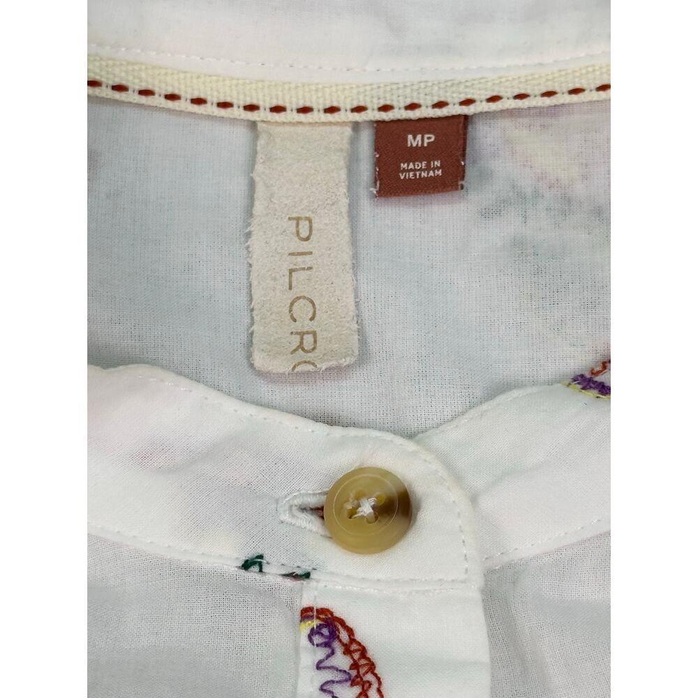 Anthropologie Pilcro Bella Embroidered Fruit Blouse White Cotton Medium Petite - Picture 8 of 12
